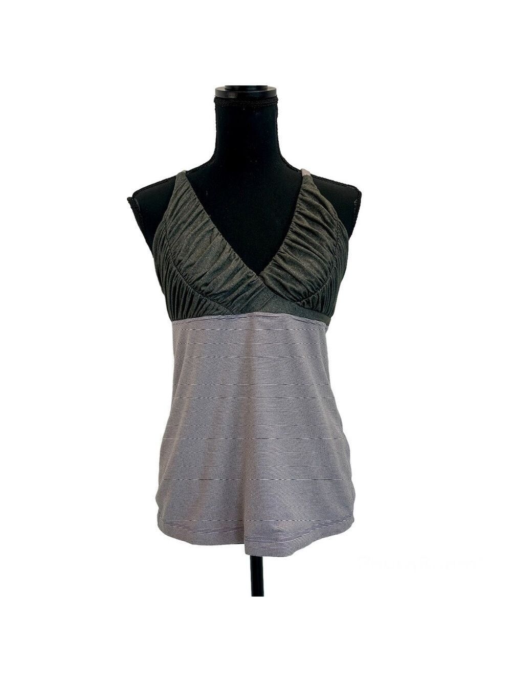 LULULEMON gray purple ruched embrace striped Tank Top Sz 10